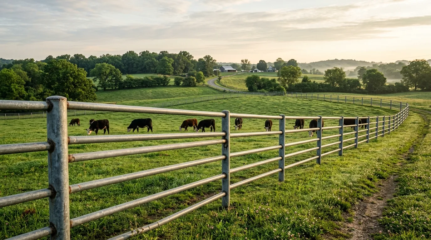 Metal Pipe Fence Around Pasture